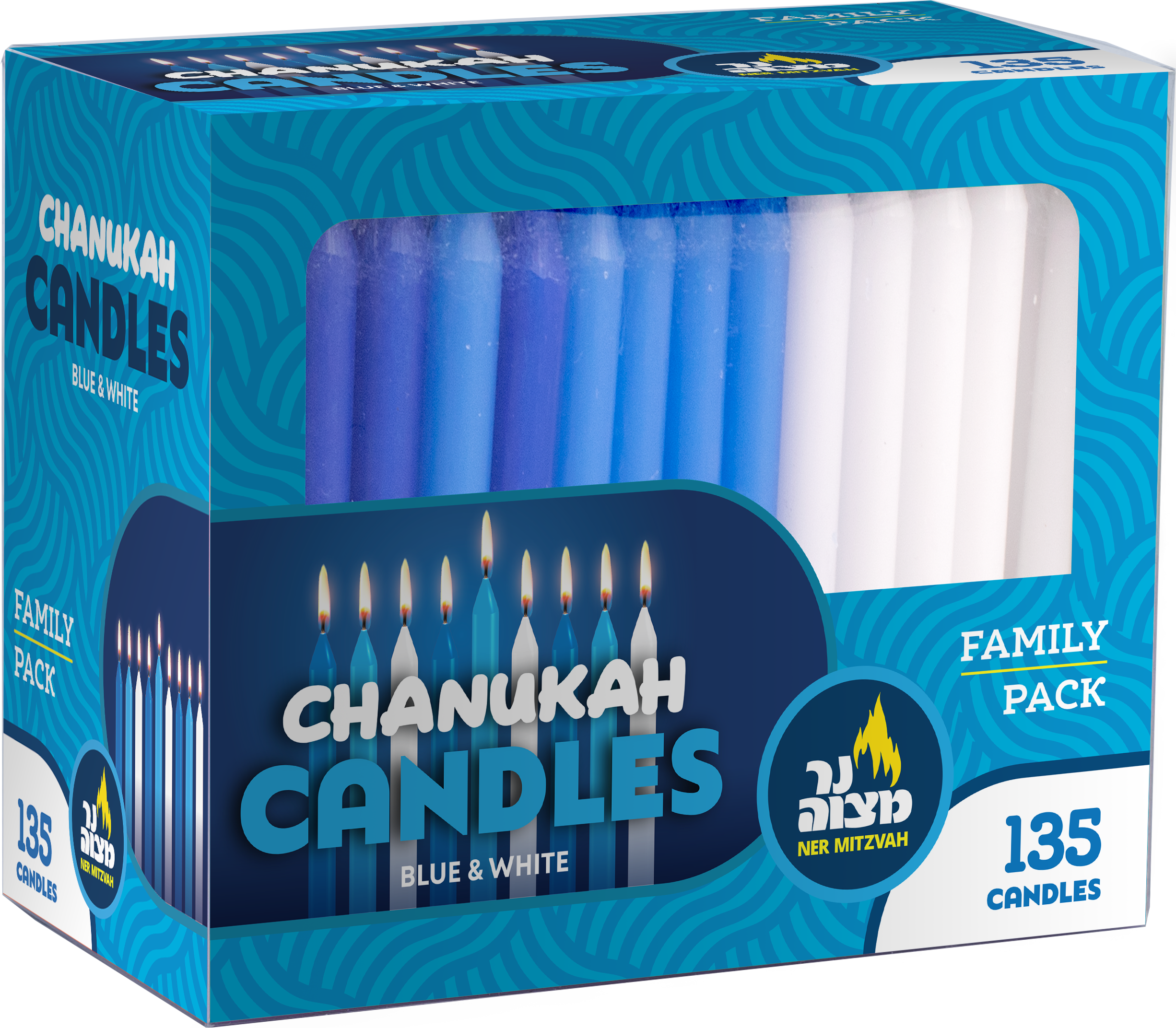 Family Pack Chanukah Candles - Blue & White — Judaica Square
