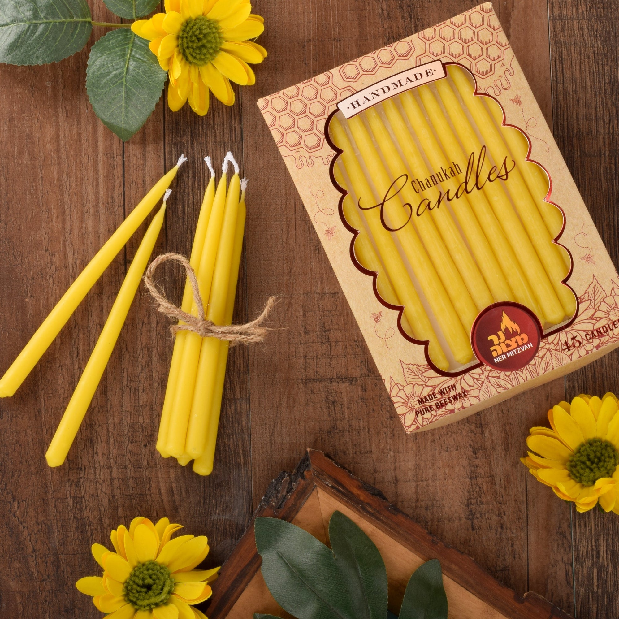 45pk. Yellow Beeswax Chanukah Candles — Judaica Square