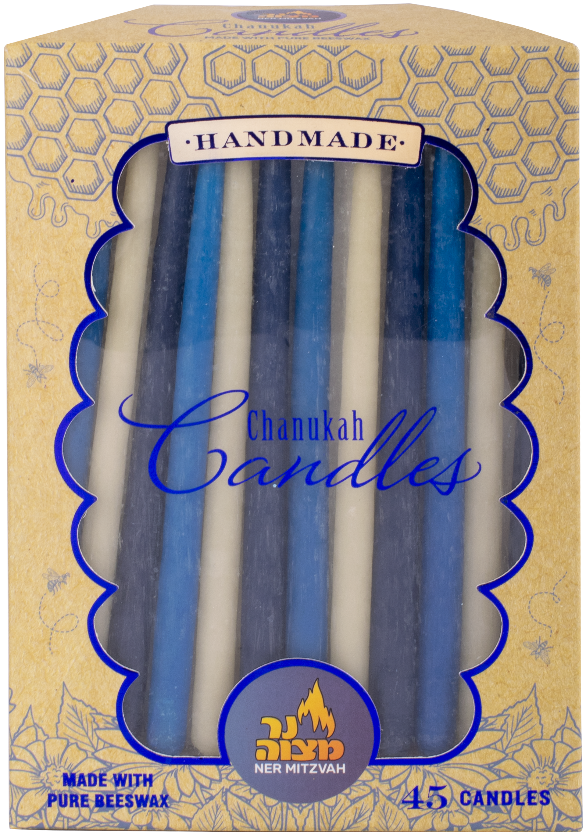 Blue & White Beeswax Candles — Judaica Square