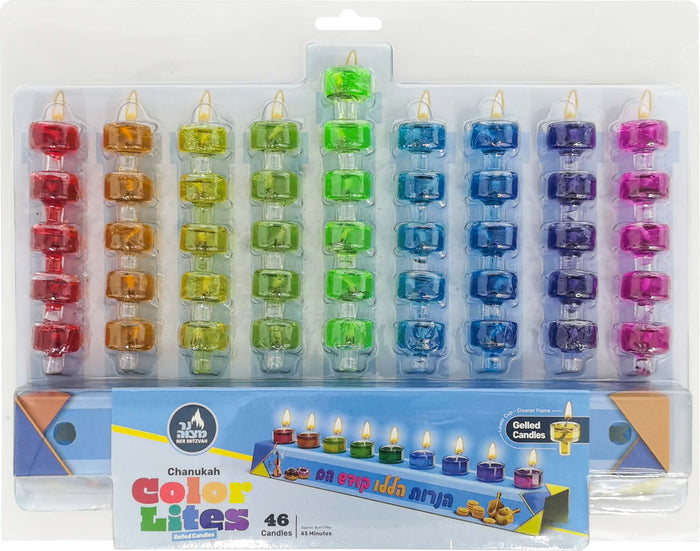 Chanukah Color Lites, Gelled — pre-filled gel cups burning with colored flames | Judaica Square Lakewood