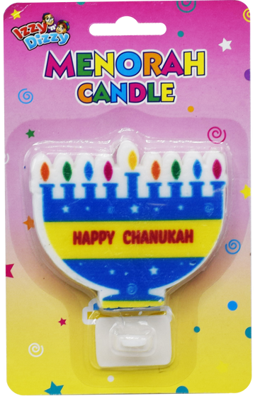 Menorah Candle with Plastic Stand — menorah-shaped candle upright on its stand | Judaica Square Lakewood