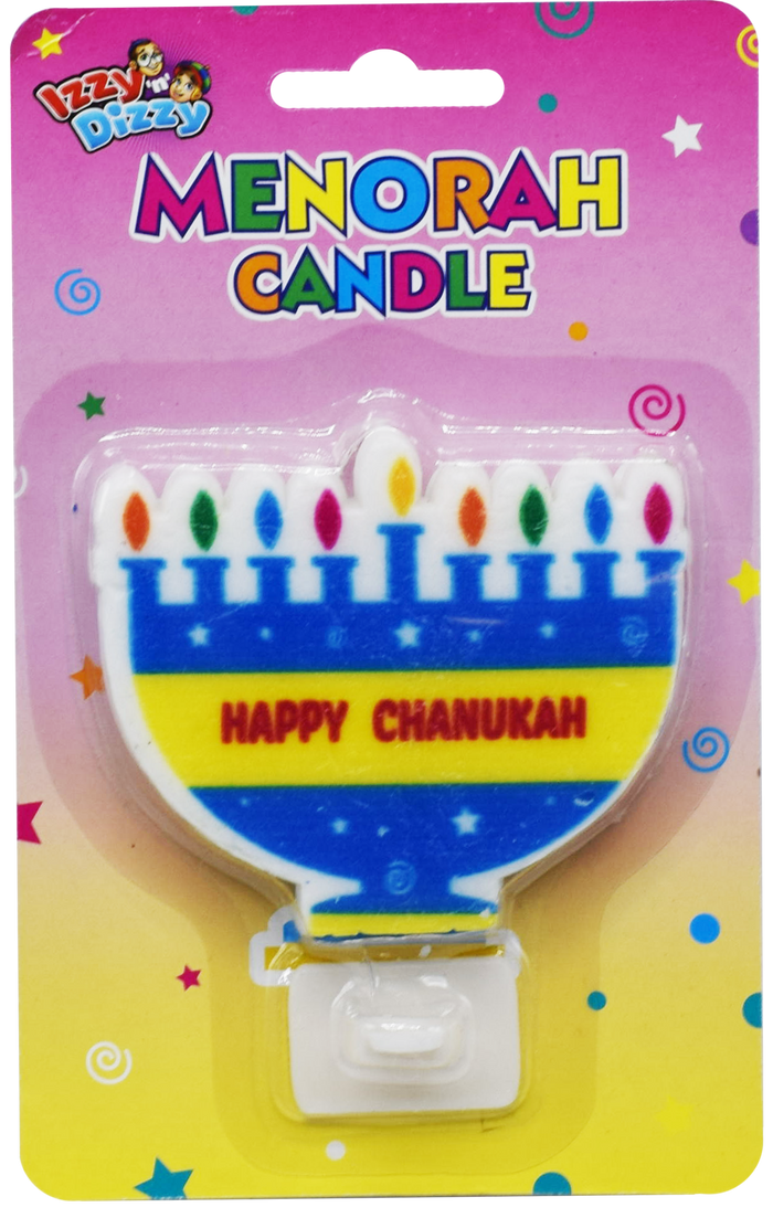 Menorah Candle with Plastic Stand — menorah-shaped candle upright on its stand | Judaica Square Lakewood
