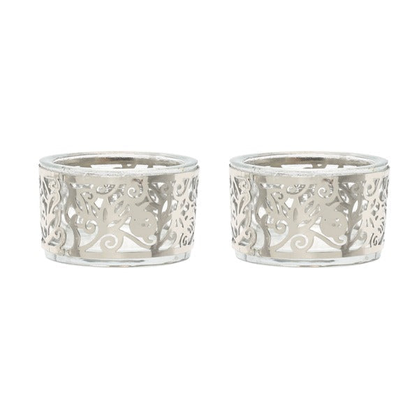 Pair T-Light Candlestick-Metal Cutout