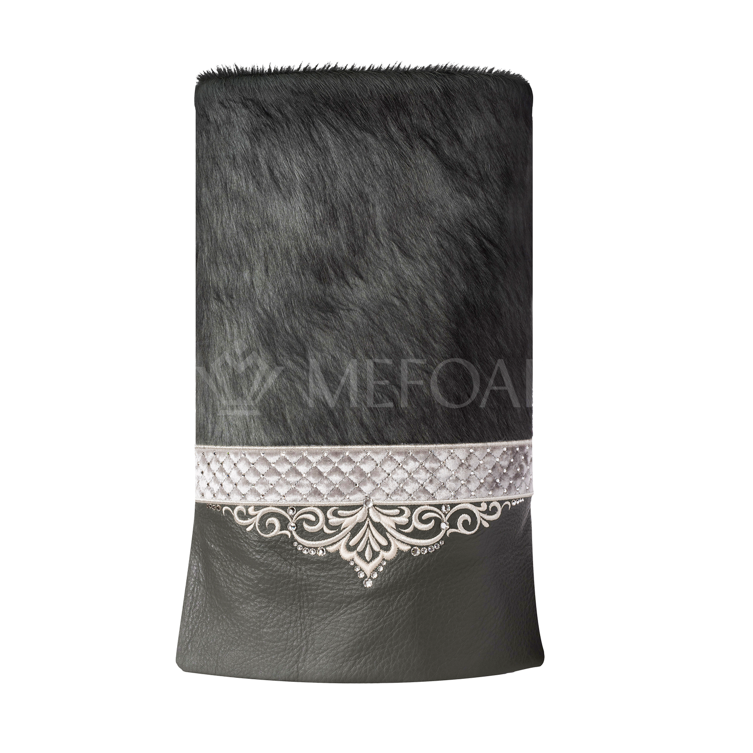 Leather & Fur Torah Mantle - Style 323-Grey - Image 2