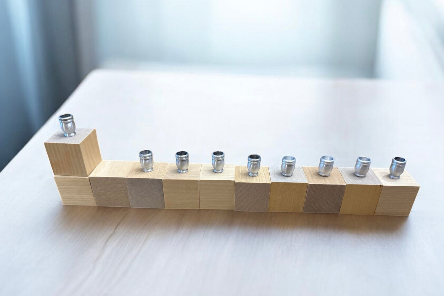 Block menorah kit — birch cubes, wooden dreidel, acrylic paints and aluminum candle cups | Judaica Square Lakewood (view 12)