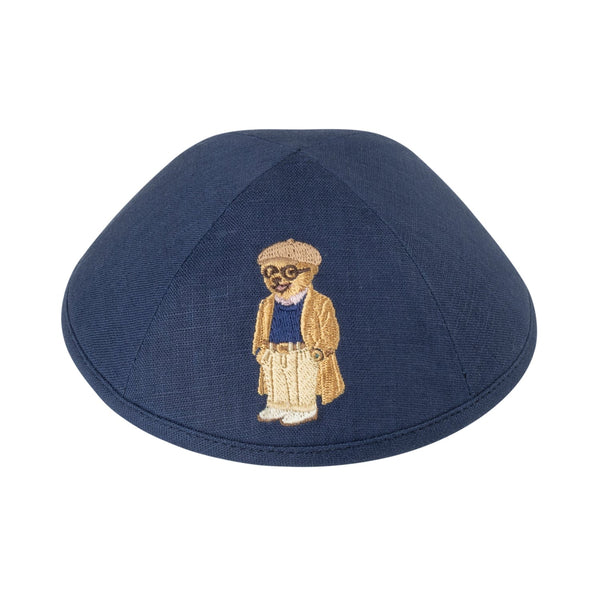 Navy Linen Kippah for Upsherin - iKippah by Judaica Square