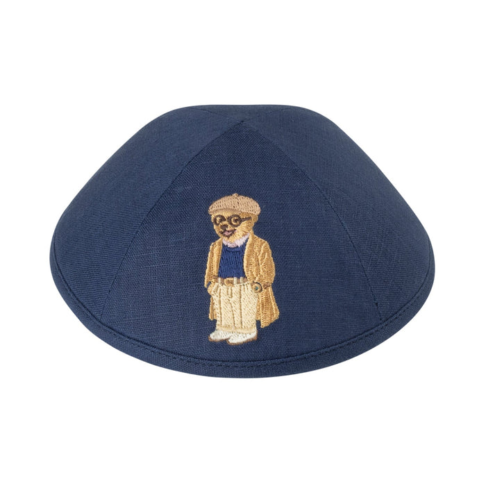 Navy Linen Kippah for Upsherin - iKippah by Judaica Square