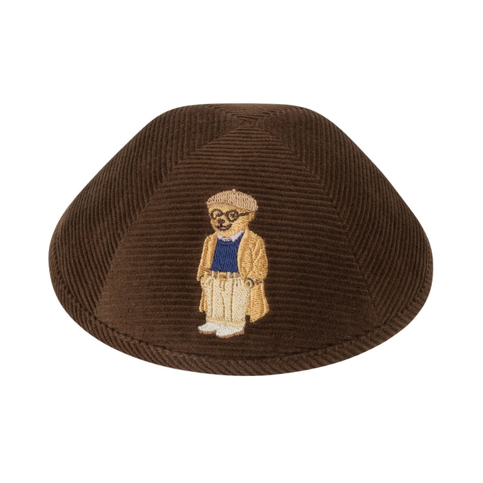 Brown Corduroy Kippah for Upsherin - iKippah by Judaica Square