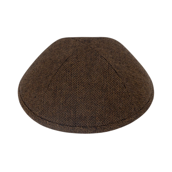 Herringbone Kippah – Brown Wool Yarmulke