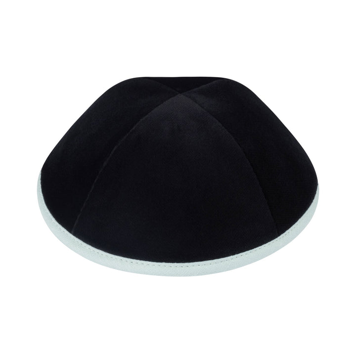 Black Velvet Kippah – Gingham Rim Yarmulke