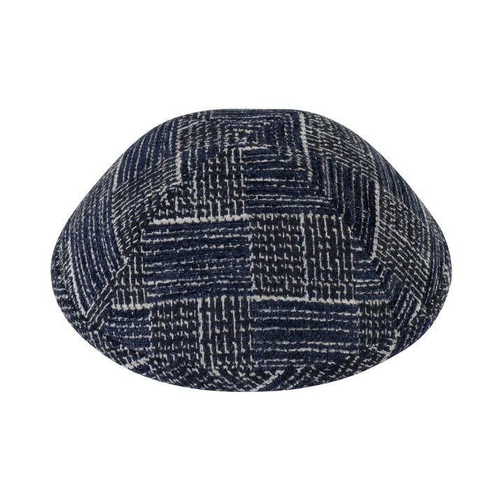 Navy Basketweave Kippah – Woven Winter Yarmulke