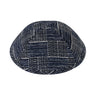 Basketweave kippah — navy and cream crosshatch woven yarmulke | Judaica Square Lakewood