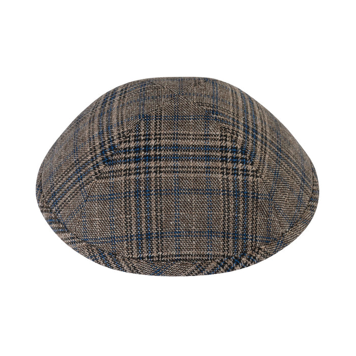 Pine Plaid kippah — tan and pine green windowpane check suiting yarmulke | Judaica Square Lakewood