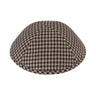 Antique Cut kippah — brown and cream woven check suiting yarmulke | Judaica Square Lakewood