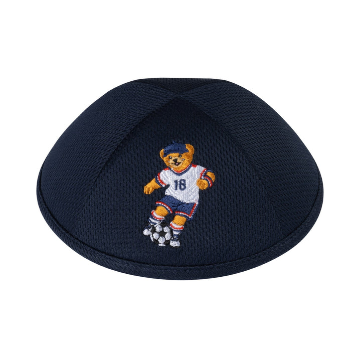 Soccer Dov Bear Kippah – Navy Mesh Yarmulke