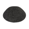 Silver Pixel kippah — black with fine silver micro-check dress yarmulke | Judaica Square Lakewood