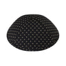Smoke Squares kippah — black with grey woven square dot pattern yarmulke | Judaica Square Lakewood
