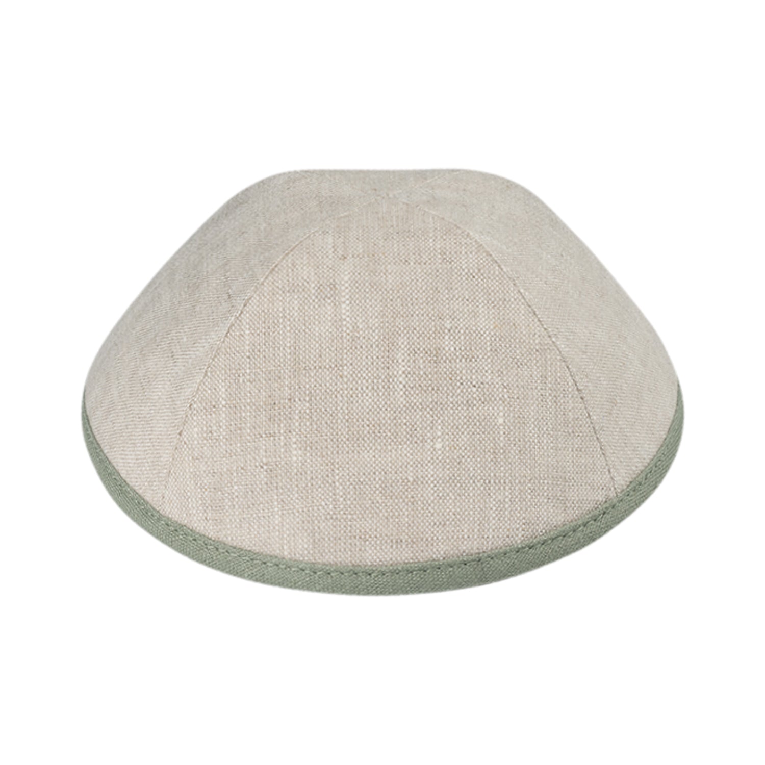 iKippah Tan Linen w/ Sage Rim Yarmulka