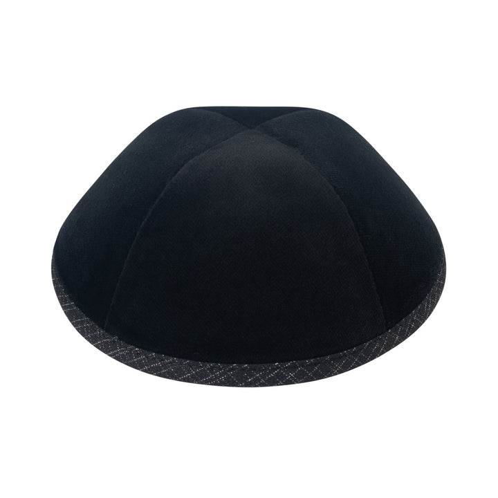 Black Velvet Kippah – Black Etch Rim Yarmulke