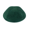 Forest green suede kippah with four panels, a soft brushed nap and a matching green suede rim