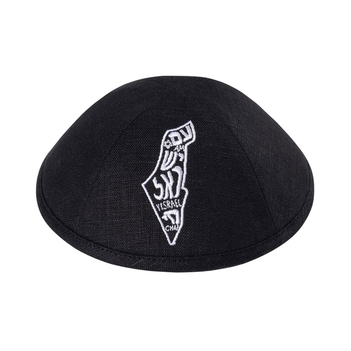 Black Linen Kippah for Upsherin - iKippah by Judaica Square
