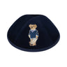Classic Dov Bear print kippah on soft navy velvet for boys – iKippah