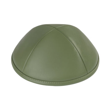 Sage-green smooth faux-leather four-panel kippah for men — iKippah yarmulke at Judaica Square Lakewood