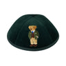 Dov Bear print kippah on soft green velvet for boys – iKippah