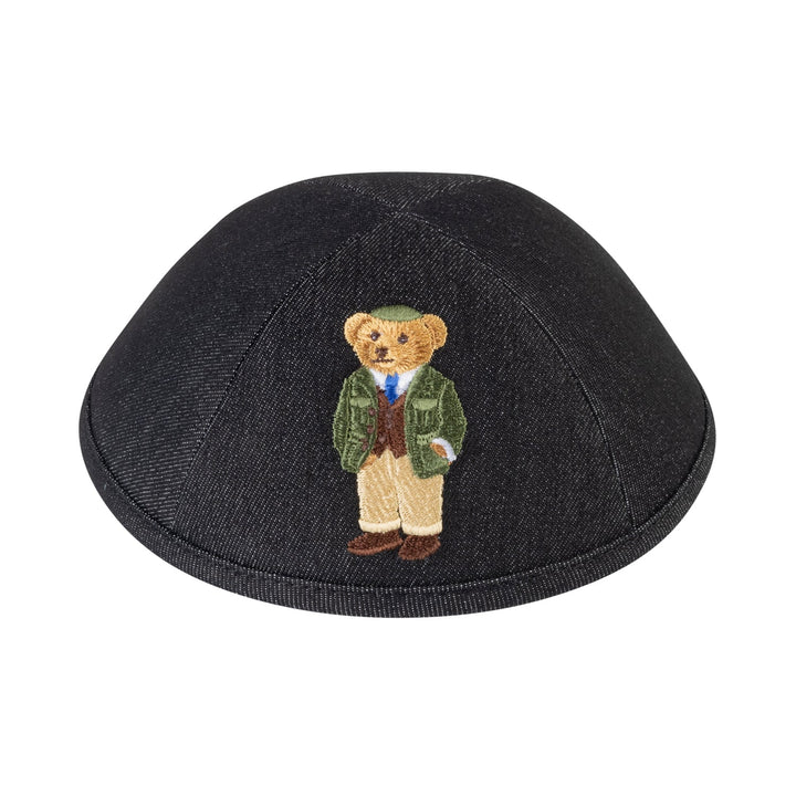 Dov Bear Black Denim Yarmulke / Kippah