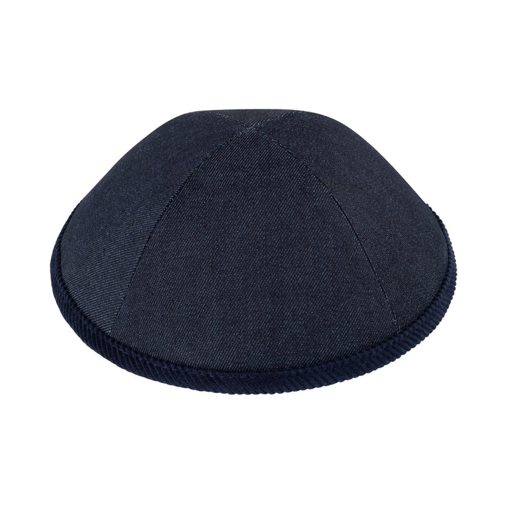 Navy Denim Kippah – Corduroy Rim Yarmulke