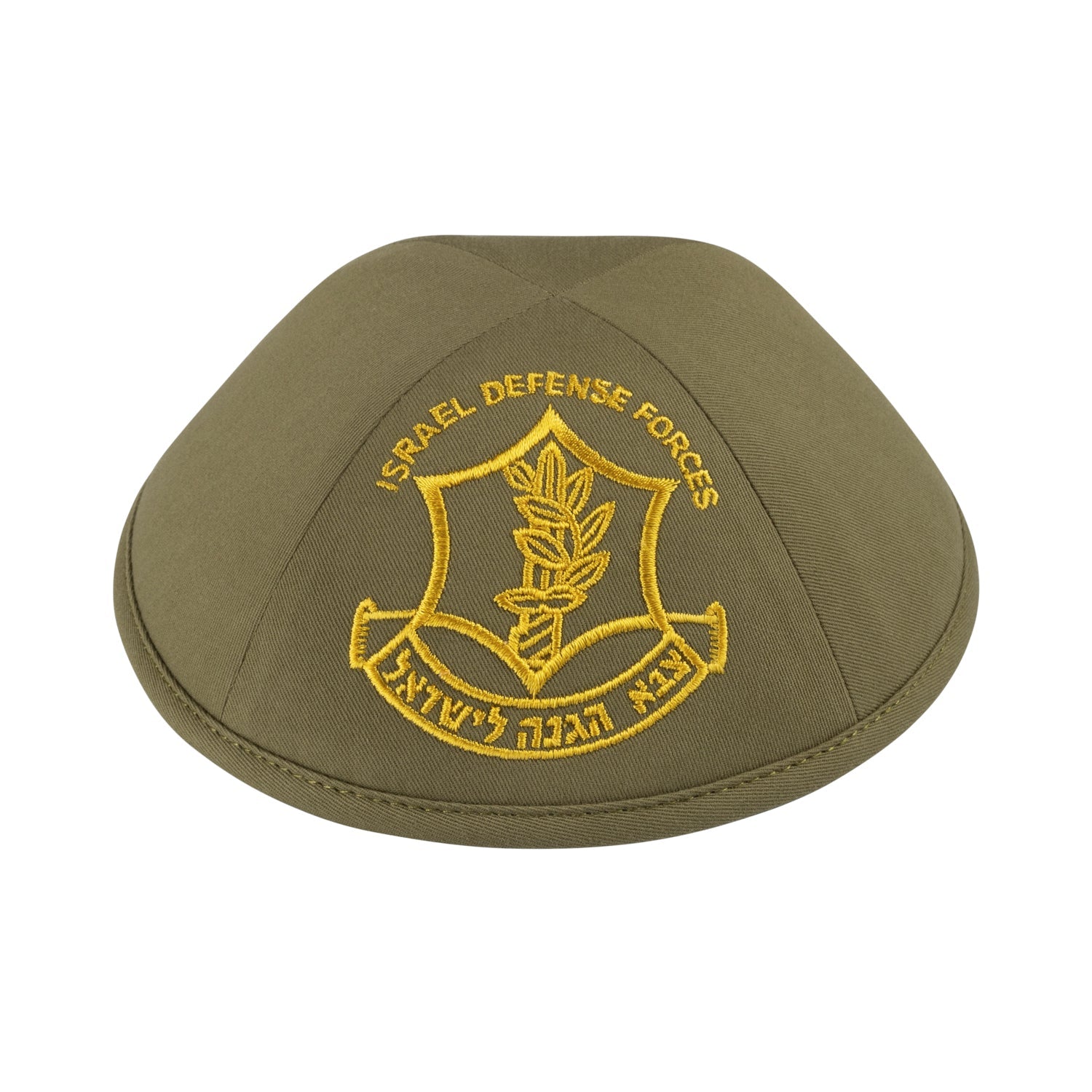 Close-up of Leather Kippah Israeli flag accent detail