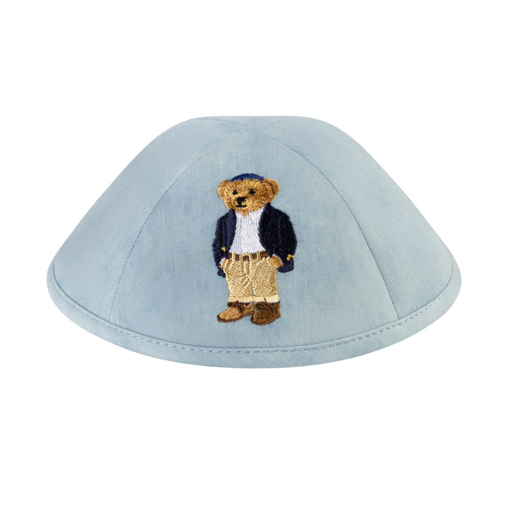 Dapper Dov Bear Kippah – Light Blue Denim Yarmulke