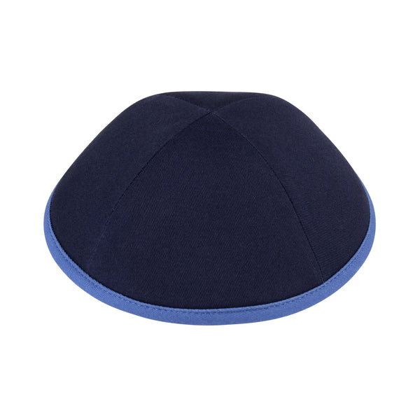 iKippah Navy Cotton w/ Mid Blue Rim Yarmulka