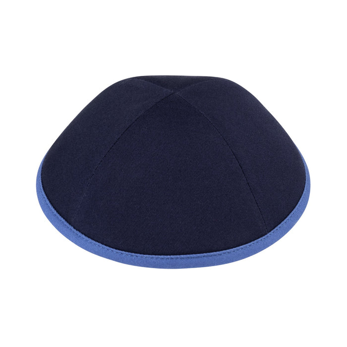 iKippah Navy Cotton w/ Mid Blue Rim Yarmulka