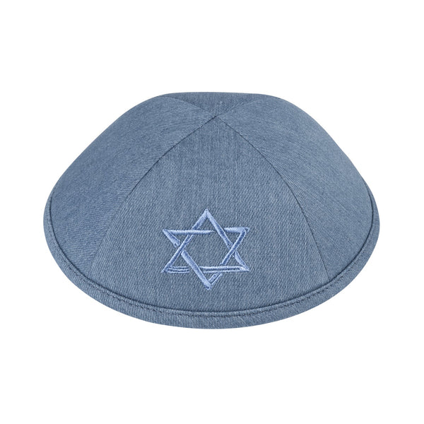 iKippah Denim w/ Light Blue Jewish Star Yarmulka