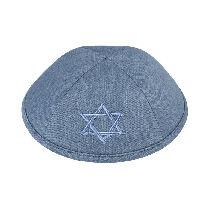 iKippah Denim w/ Light Blue Jewish Star Yarmulka