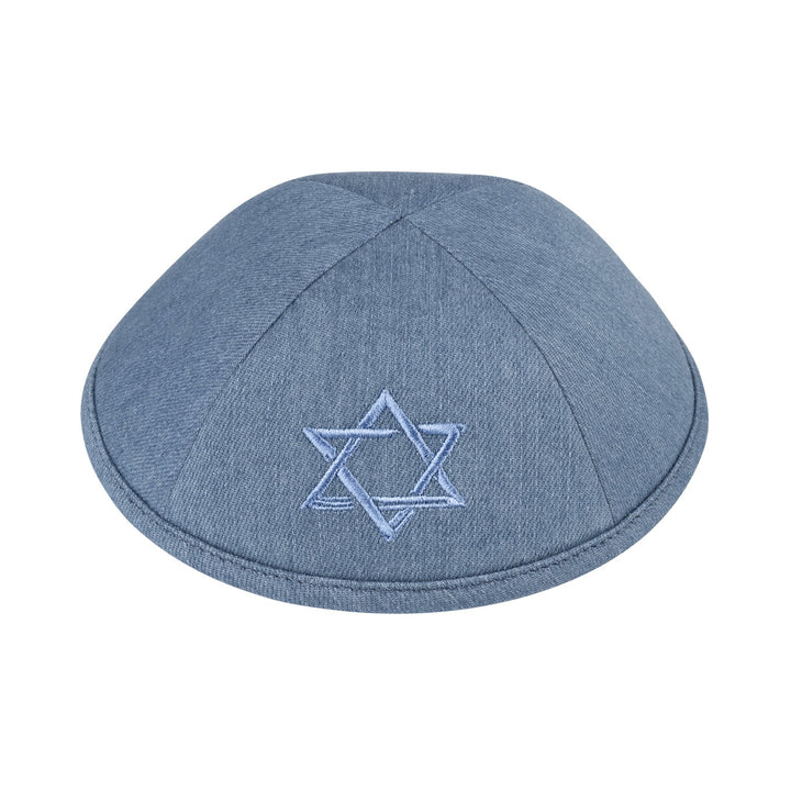 Denim Kippah – Light Blue Jewish Star Yarmulke