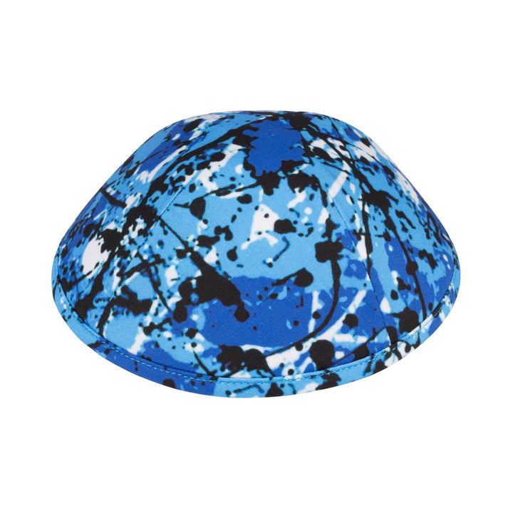 Paint Splatter Kippah – Black Blue Cotton Yarmulke