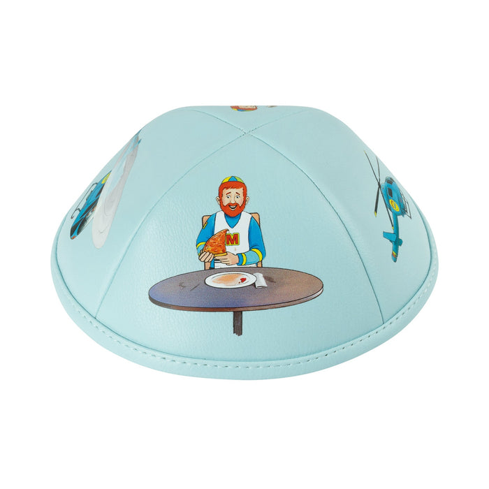 iKippah Middos Man - Light Blue Leather Yarmulka