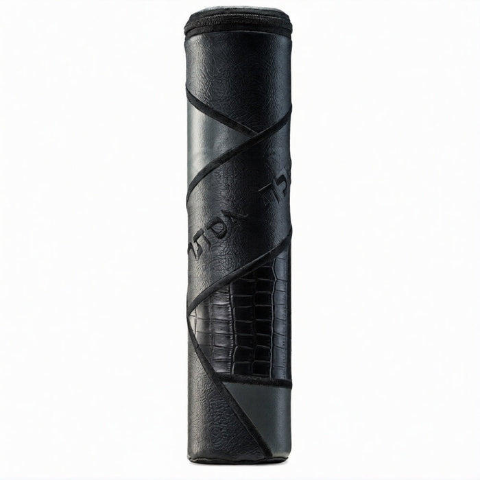 Upscale Scroll Megilla Case Black Leather and Grey Leather #1295