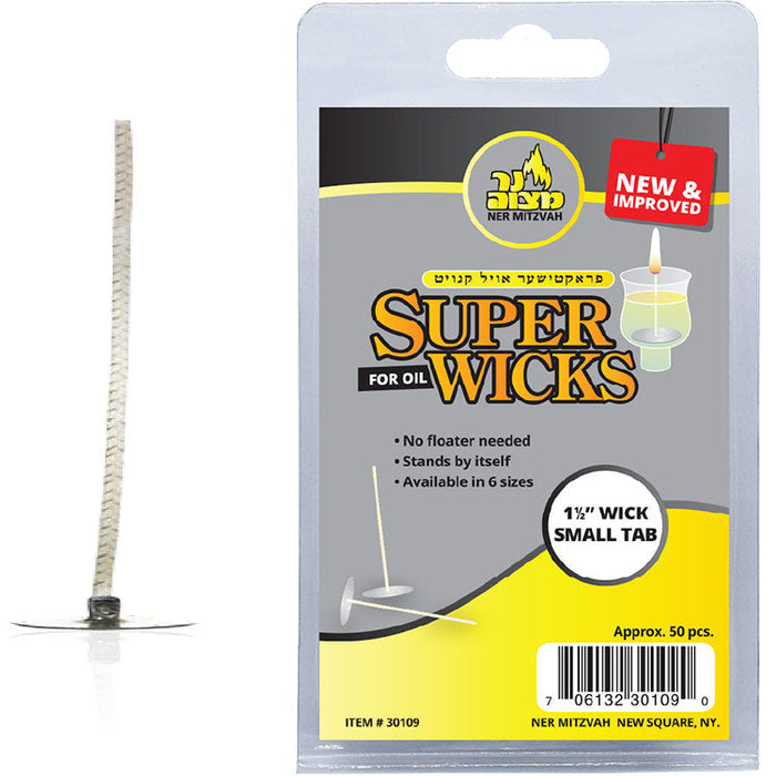 Super Wicks 1.5 inch Small Tab — narrow-base self-standing wicks | Judaica Square Lakewood