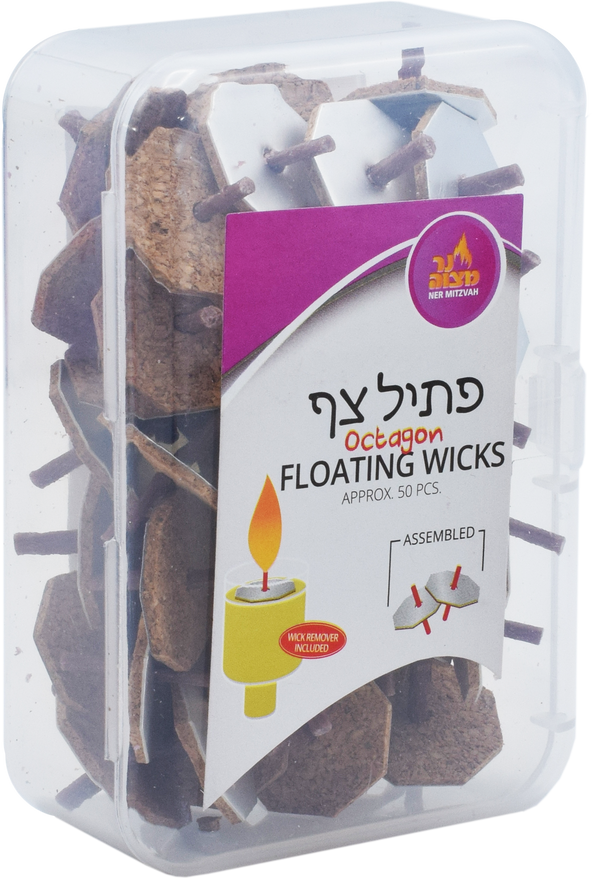 50pk. Standard Octagon Shape Floating Wicks Pre-Assembled — Judaica Square
