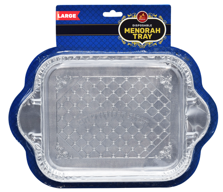 X-Large Disposable Menorah Tray — 16" x 12" Aluminum Drip Tray