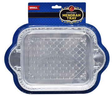 Medium Disposable Aluminum Tray — rectangular 9 x 7 foil tray with rolled rim | Judaica Square Lakewood