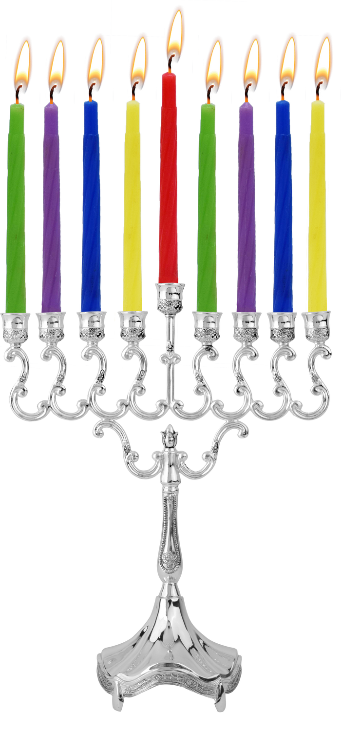 Silver-Plated Candle Menorah — 8-inch traditional branched chanukiah for candles | Judaica Square Lakewood