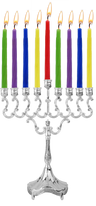Silver-Plated Candle Menorah — 8-inch traditional branched chanukiah for candles | Judaica Square Lakewood