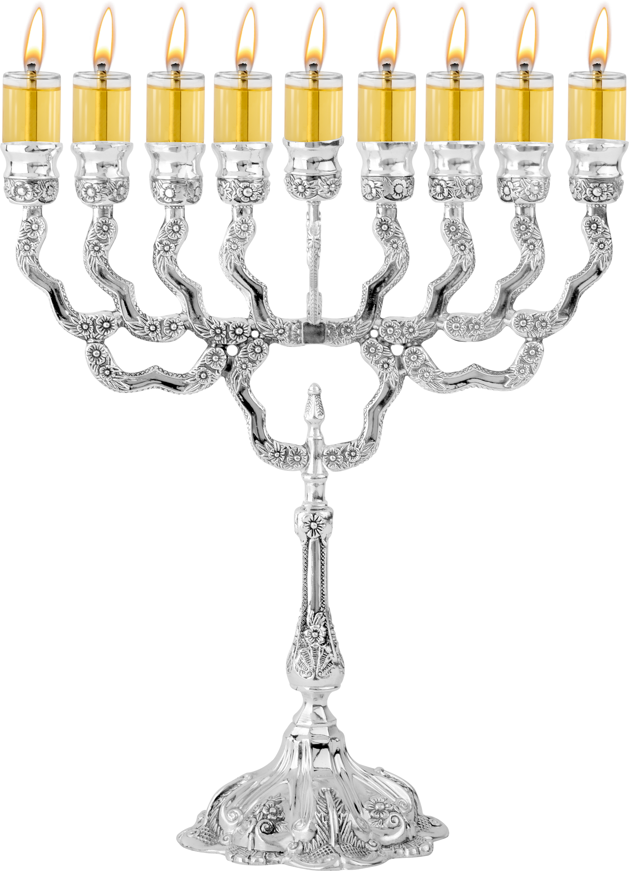 Silver Plated Oil Menorah — Judaica Square