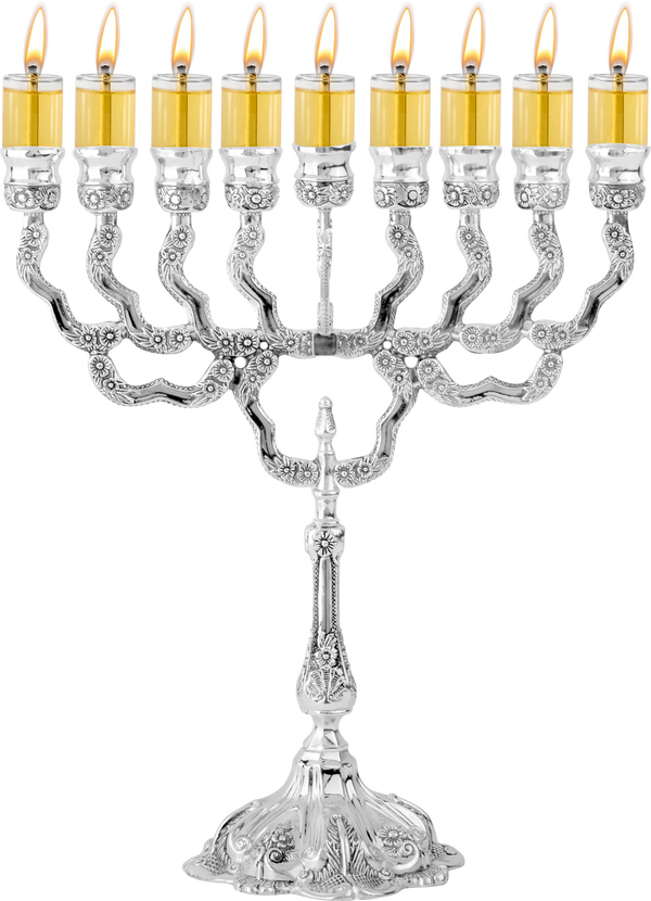 Silver Plated Oil Menorah — Judaica Square