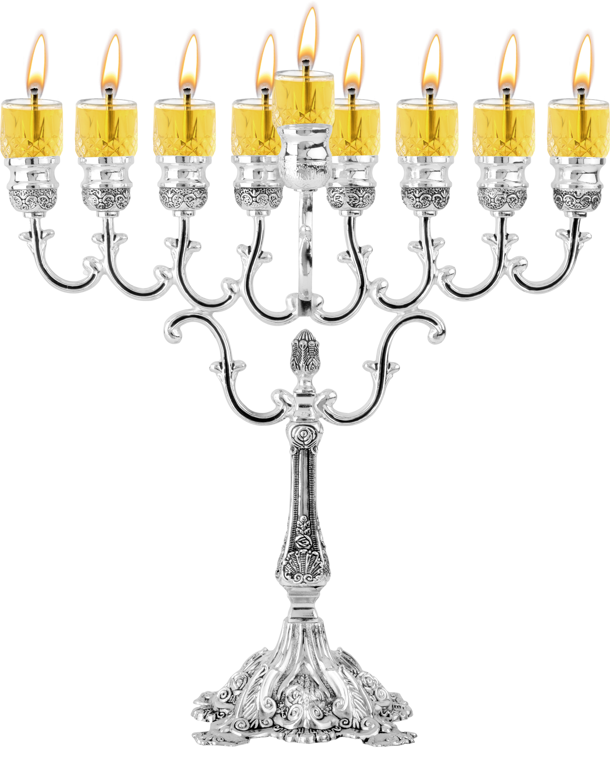 Silver Plated Oil Menorah — Judaica Square