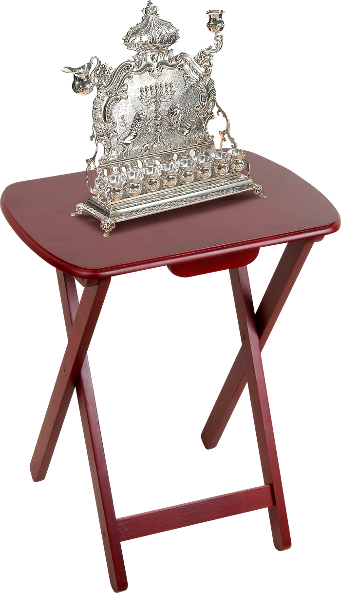 Folding Menorah Stand 20 inch — collapsible stand with a rectangular menorah top | Judaica Square Lakewood
